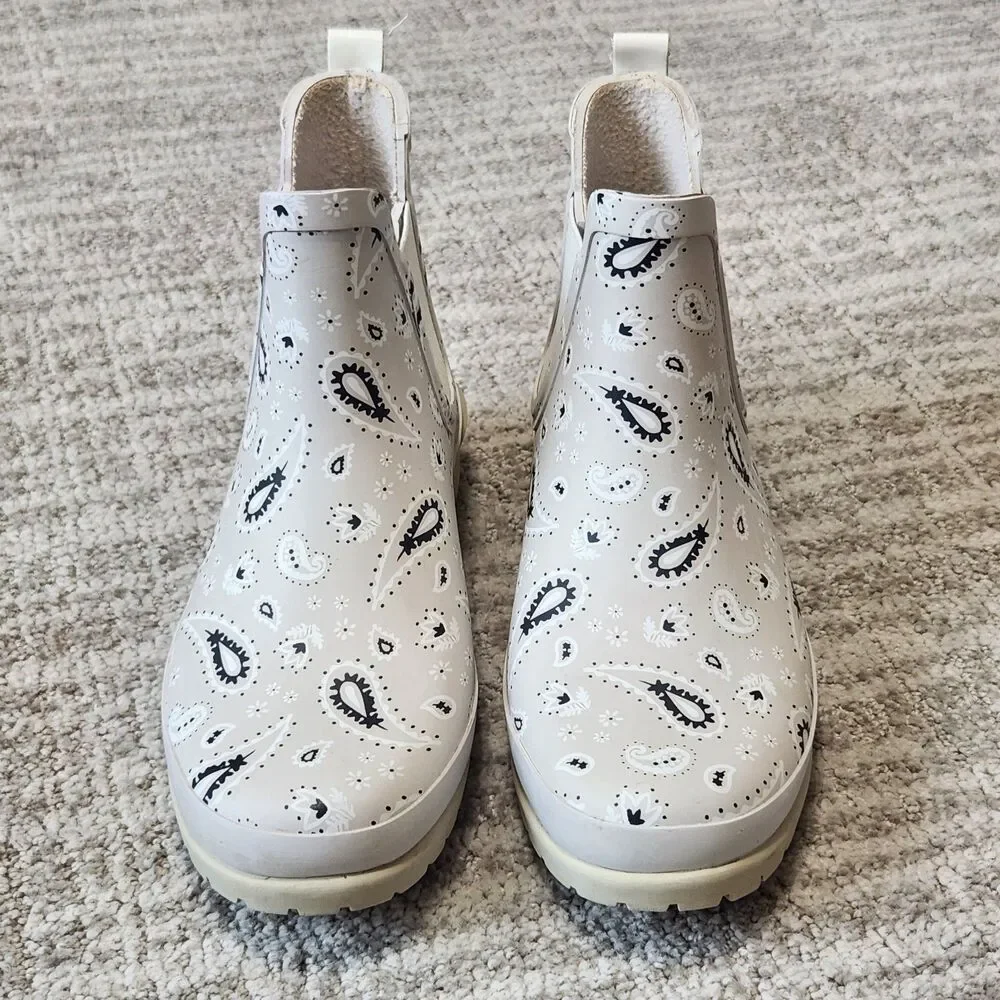 Keds women's Rowan rain boats beige bandana paisley print size 7